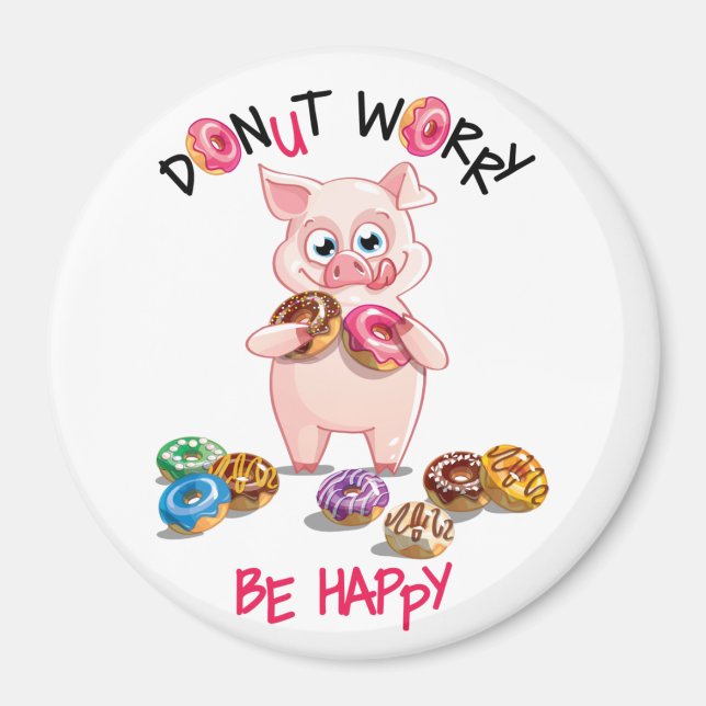 Imán Gracioso Cerdo Donut Pun Magnet (Frente)