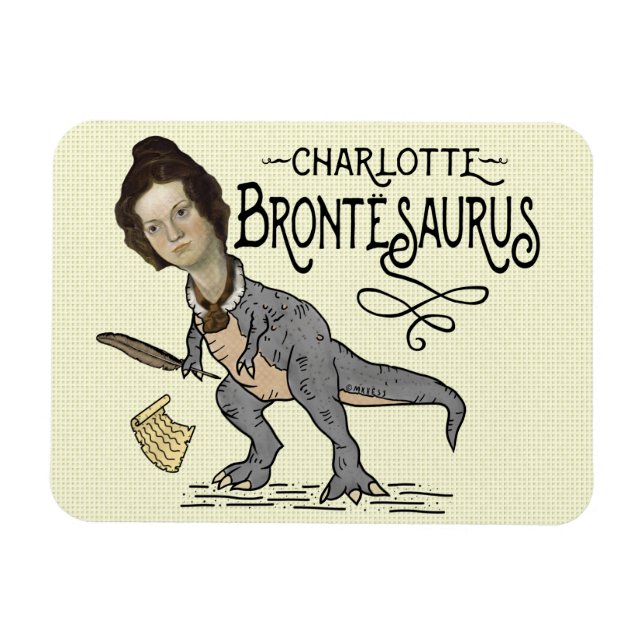 Imán Gracioso Charlotte Bronte Saurus Lector de Libros  (Horizontal)