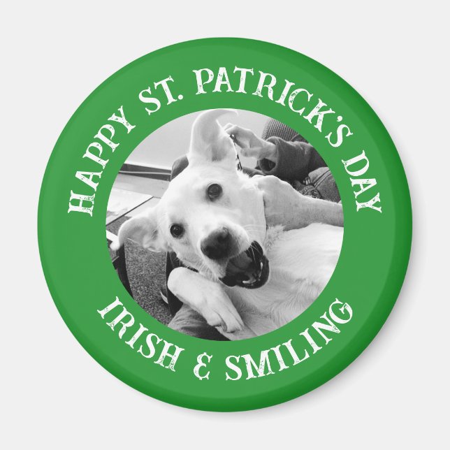 Imán Gracioso Día de San Patricio Irlandés y Perro Sonr (Frente)