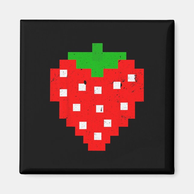 Imán Gracioso disfraz de videojuego Pixel Strawberry 80 (Frente)