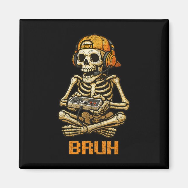 Imán Gracioso Gamer Skeleton Gamer Adolescentes Jóvenes (Frente)