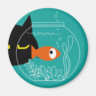 Imán Gracioso Gato Magnet - Pescador! Decoración De Nev