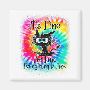 Imán Gracioso gato negro está bien estoy bien todo está