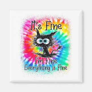 Imán Gracioso gato negro está bien estoy bien todo está