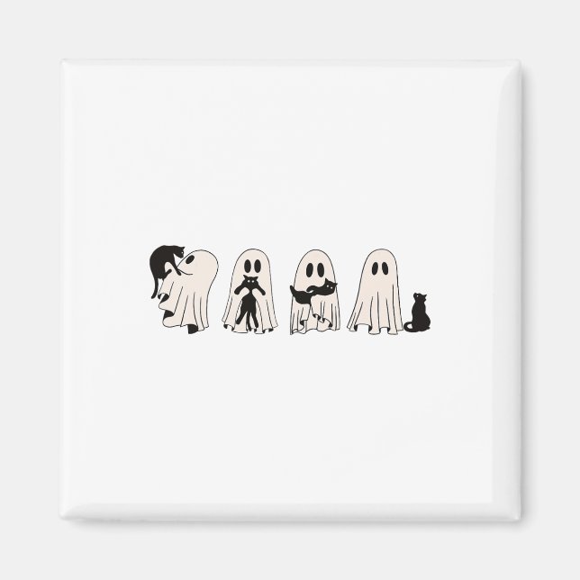 Imán Gracioso Gato Negro Fantasma Trick O Trato De Temp (Frente)