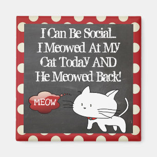 Imán Gracioso gato "Puedo ser social"