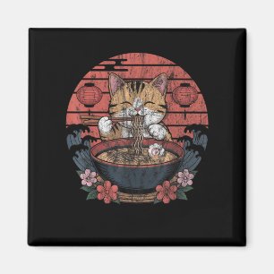Imán Gracioso gato Ramen Tee japonés Kawaii Anime