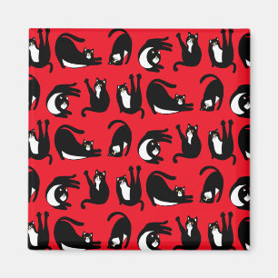 Imán Gracioso Gato Rojo Negro