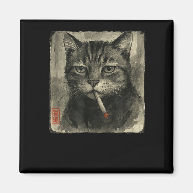 Imán Gracioso gato triste cigarrillo cigarrillo meme Lo (Frente)