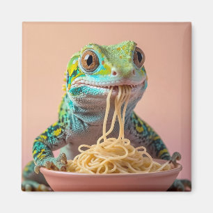Imán Gracioso Gecko comiendo Spaghetti