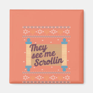 Imán Gracioso Hanukkah me ve Scrollin Tee