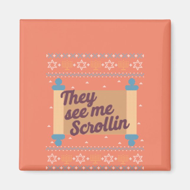 Imán Gracioso Hanukkah me ve Scrollin Tee (Frente)