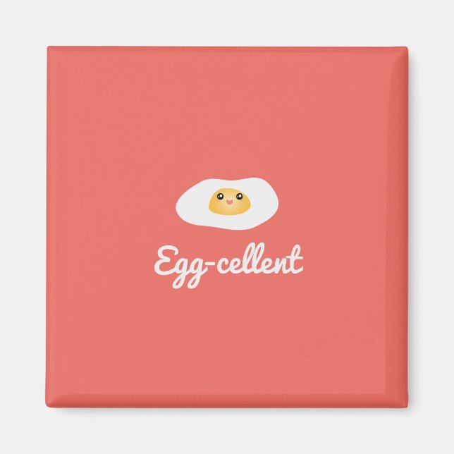Imán Gracioso Huevo Cute Eggcellent Humorous Food Pun F (Frente)