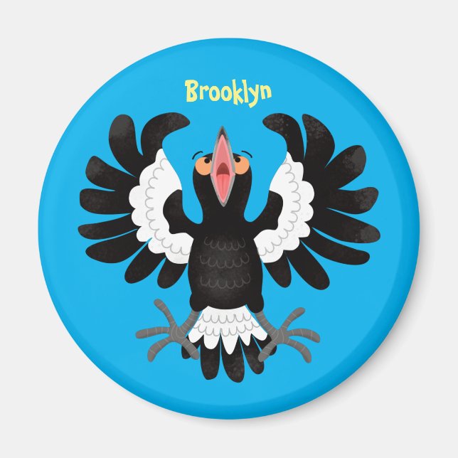 Imán Gracioso ilustracion de personalizado magpie austr (Frente)