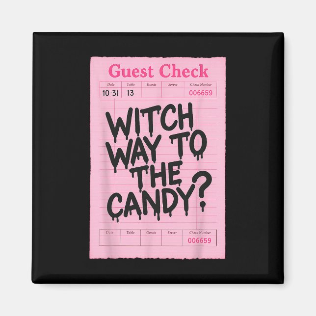 Imán Gracioso Invitado De Halloween Cheque De Brujas Ca (Frente)