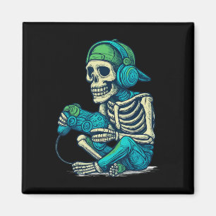 Imán Gracioso juego de video Halloween Skeleton Gamer