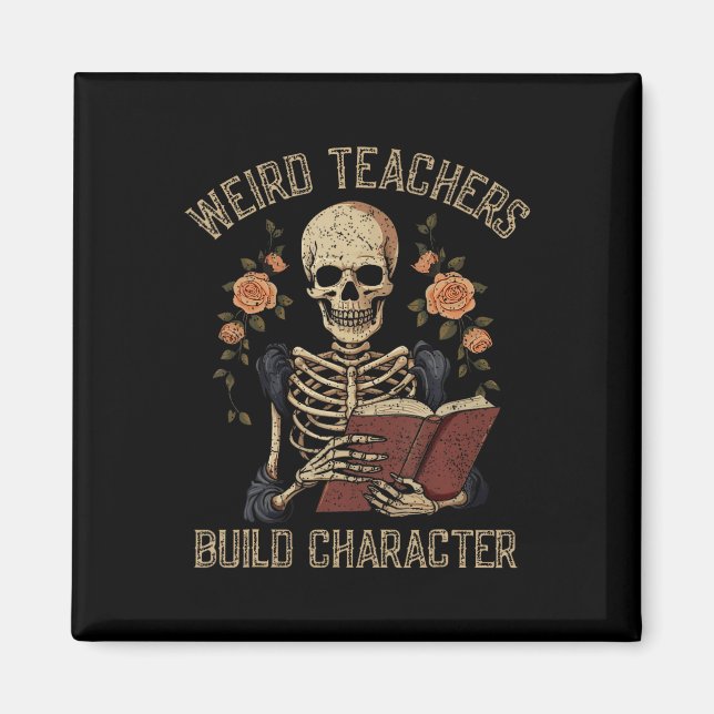 Imán Gracioso libro de esqueletos Floral Skull profesor (Frente)