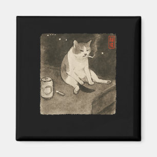 Imán Gracioso meme de fumar un gato triste kit de arte 