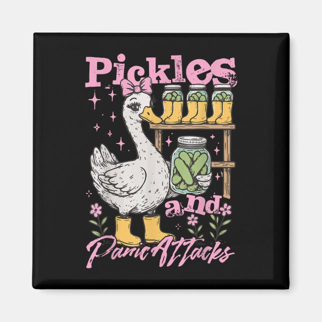 Imán Gracioso Meme Pickle Cucumber Pickles Y Pánico (Frente)