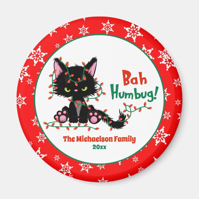Imán Gracioso Navidad burdo gato (Frente)