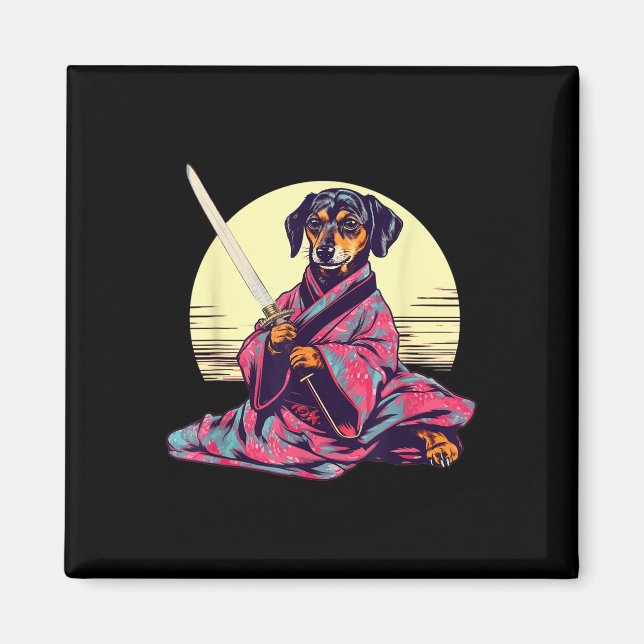 Imán Gracioso perro de Dachshund Wiener tatuaje japonés (Frente)