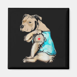 Imán Gracioso perro Pitbull Amo Abuelo Tattoo Funny Gra