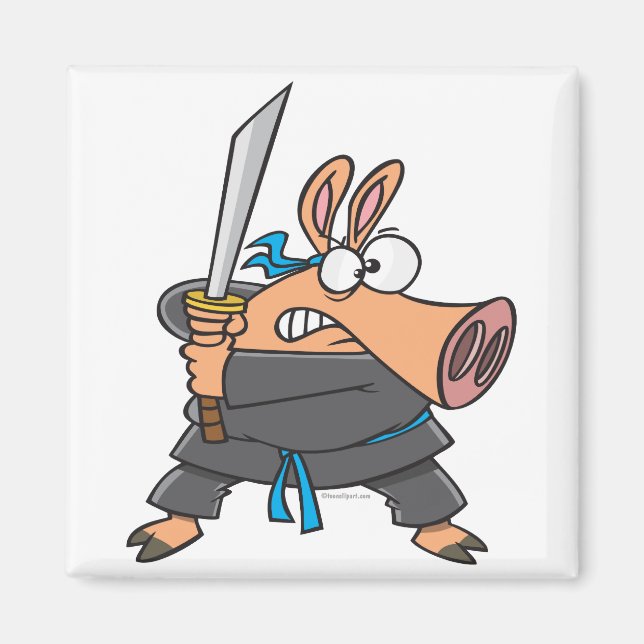 Imán gracioso personalizado de cerdo de ninja karate (Frente)