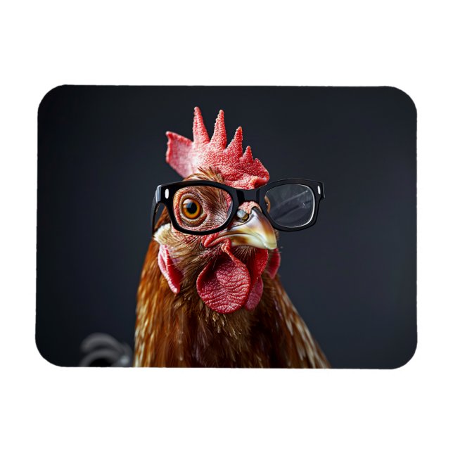 Imán Gracioso pollo con gafas (Horizontal)