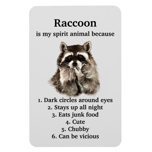 Imán Gracioso Raccoon Spirit Animal Humor Cute acuarela (Vertical)
