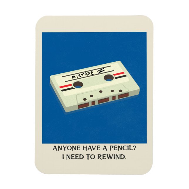 Imán Gracioso rebobinado de cinta retro con lápiz (Vertical)