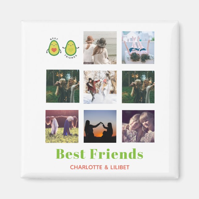 Imán Gracioso regalo de COLLAGE DE FOTOS BFF Personaliz (Frente)