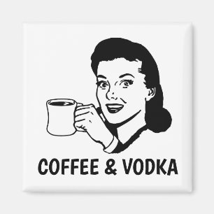 Imán Gracioso Retro Housewife Magnets, café y vodka