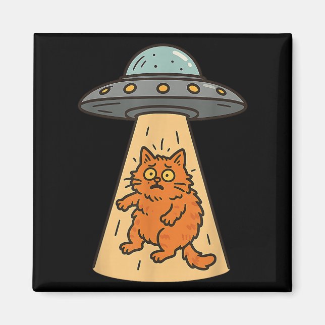 Imán Gracioso Secuestro De Gato Alien Ufo Spaceship Kit (Frente)