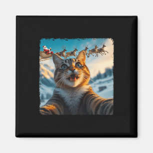 Imán Gracioso Selfie De Gato Con Navidades De Santa Sle
