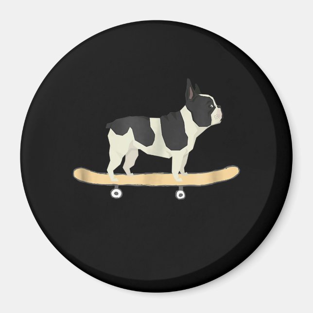 Imán Gracioso Skateboarding Bulldog francesa (Frente)