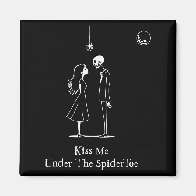 Imán Gracioso Skeleton Halloween Mistletoe Parody Costu (Frente)