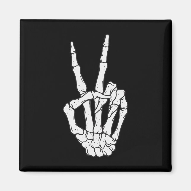 Imán Gracioso Skeleton Manos Firma de paz Amor Hallowee (Frente)