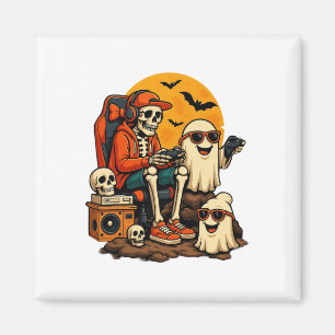 Imán Gracioso Skeleton Video Game Halloween Gaming Game