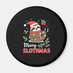 Imán Gracioso Sloth Xmas ilumina a Merry Slothmas Sloth