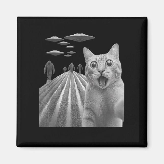 Imán Gracioso Sorprendido De Selfie De Gato Asustado Co (Frente)