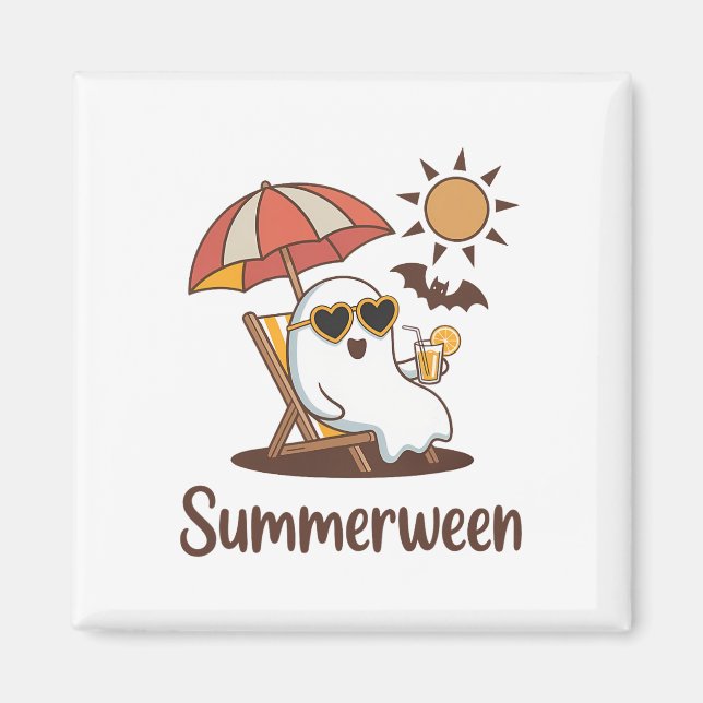 Imán Gracioso Summerween Cute Spooky Summer Ghost Hallo (Frente)