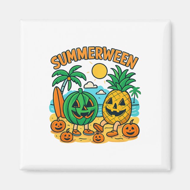 Imán Gracioso Summerween Cute Watermelon Y Pineapple Be (Frente)