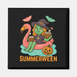 Imán Gracioso Summerween La Bruja Cuta Flotando En Flam