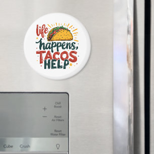 Imán Gracioso Taco Lover Fiesta Foodie Humor Art Blanco
