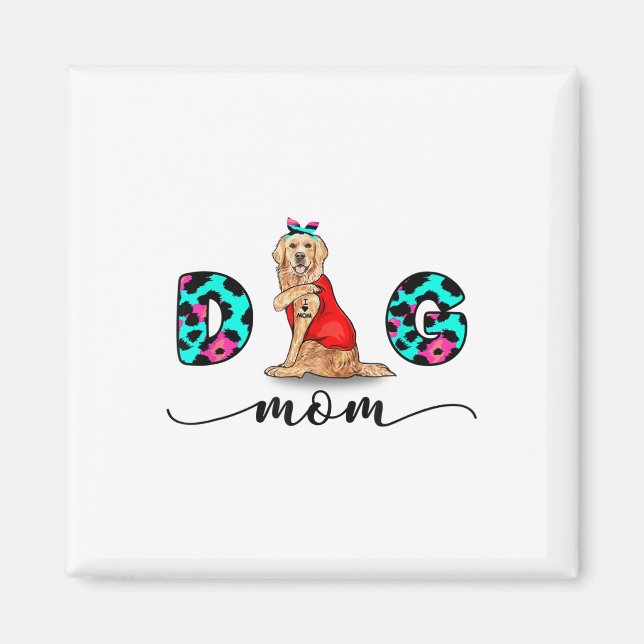 Imán Gracioso Tattoo Golden Retriever I Love You Dog Mo (Frente)