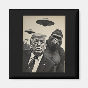 Imán Gracioso Trump Bigfoot Selfie Con Alienígena Extra