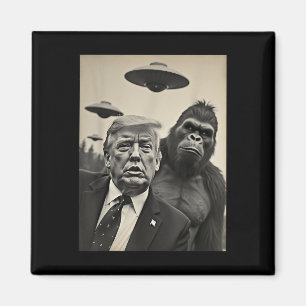 Imán Gracioso Trump Bigfoot Selfie Con Alienígena Extra