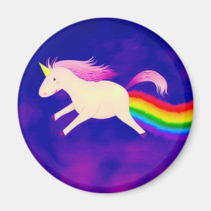 Imán Gracioso volando Unicornio en un arcoiris