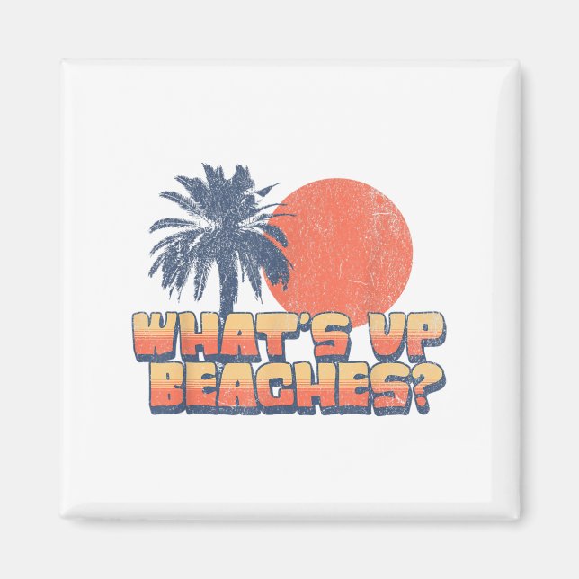 Imán Gracioso Whats Up Playas Retro Sunset Palm Tree Cu (Frente)
