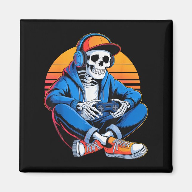 Imán Graciosos Halloween Chicos Hombres Niños Skeleton  (Frente)